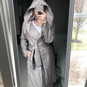 NWT Leather and Suede reversible hooded trench!